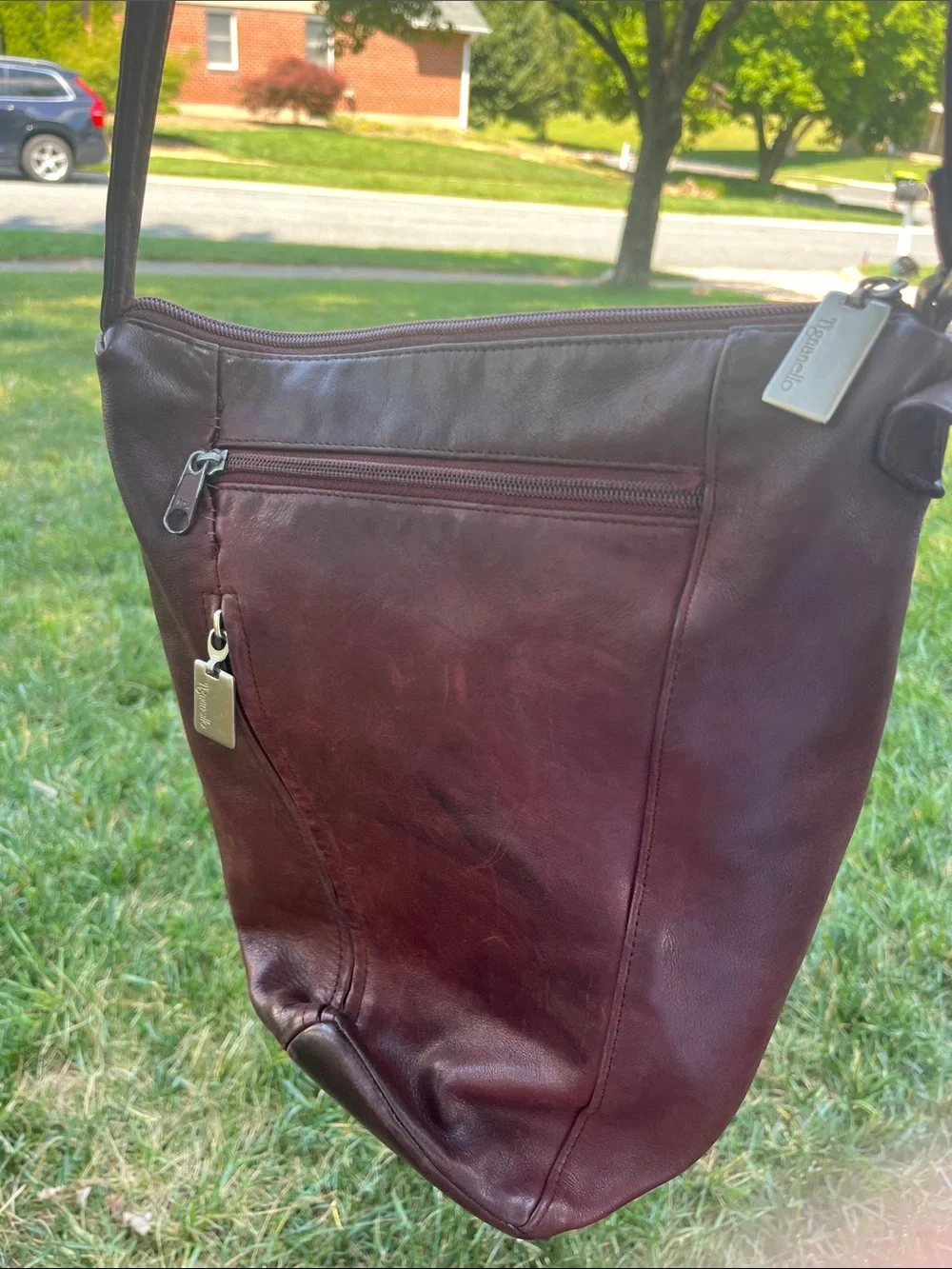Tignanello Men's Leather Messenger Bag in Burgundy